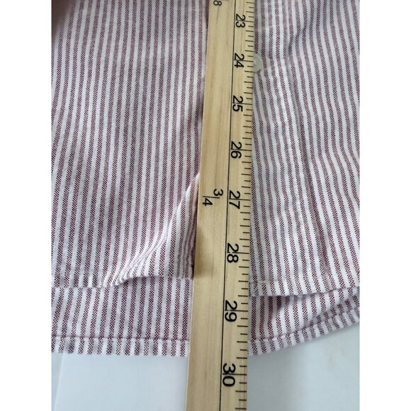 Eddie Bauer Long Sleeve Button-Up Shirt Mens L Red‎ Striped Cotton Heavy Weight - Picture 8 of 10